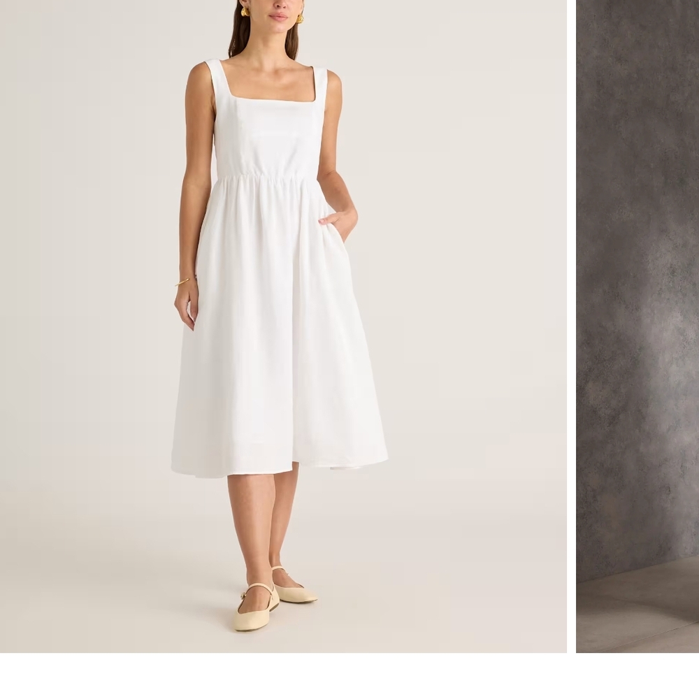 Quince White Sleeveless Midi Sundress